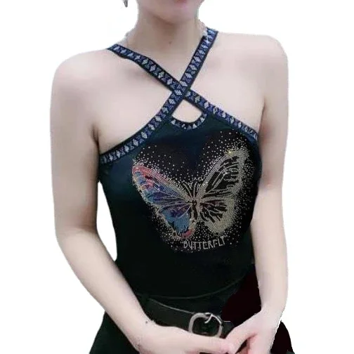 

women's sport camis femme sexy rhinestones camisole woman bling bling shiny gemstones tanks tops women's paded camis