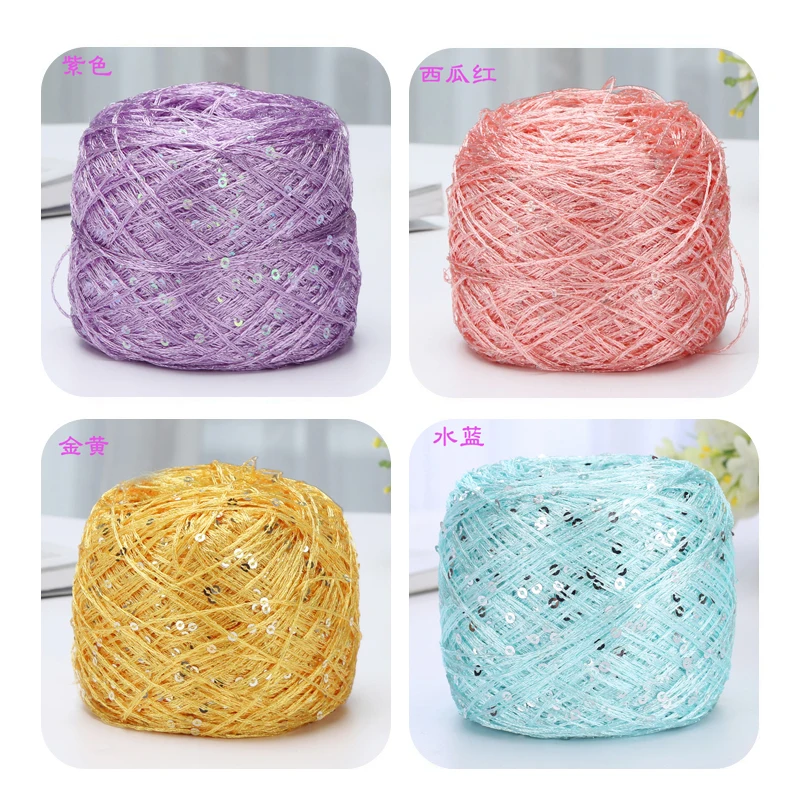 Shiny Sequin Sequin Yarn For Knitting 100gIce Silk Mercerized Wool Thin  Thread Hand Needlework Line Y211129 From Mengqiqi05, $7.6