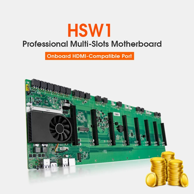 Cartão Eth Btc Mineração Placa-mãe Mais 2955u Cpu Mais Cpufan 67 mm Hm77 8pcie X16 Slot Processador a Bordo Ddr3 Sodimm Ram Msata Hsw1 - Imagem 4