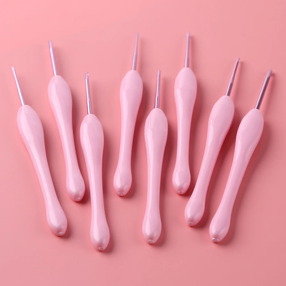 8Pcs Crochet Hook Circular Knitting Needles Set Plastic Handle DIY Aluminum Home Art Craft Tool for Weaving Sewing Crafts