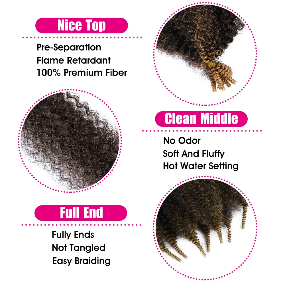 16/24 Inch Afro Kinky Twist Marley Braiding Crochet Hair Extensions Synthetic Pre-Separated Springy For Butterfly Locs Braids 5
