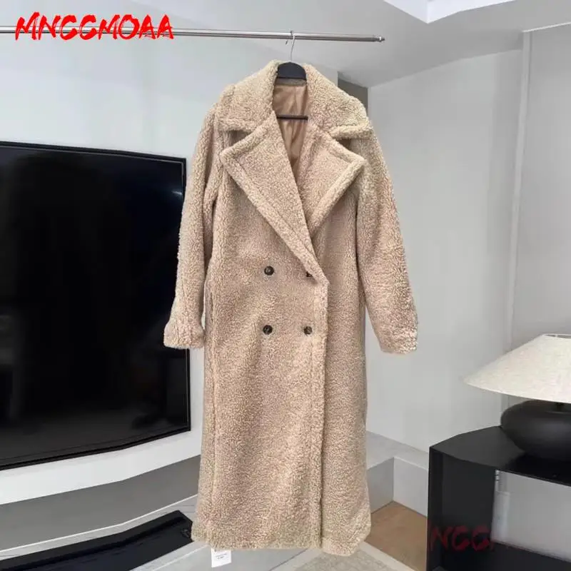 

MNCCMOAA-Женская двубортная Толстая теплая куртка, Женское пальто, Повседневная Верхняя одежда с длинным рукавом, Свободный Топ, мода, осень, 2024 г.