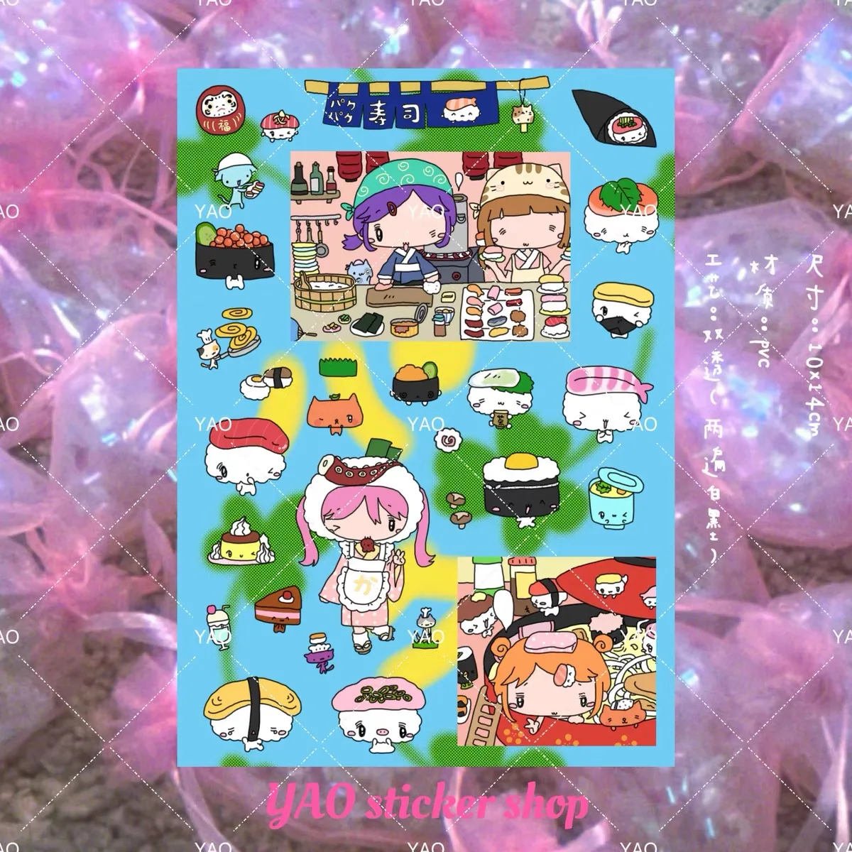 

Double girl cooking cute hand account decorative stickers