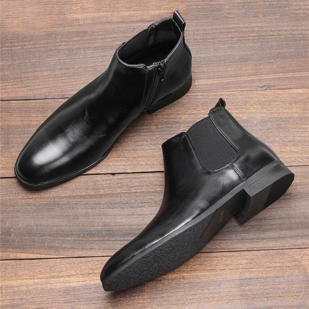 Men Chelsea Boots Chelsea Boots Men Zips Brand Classic Comfortable Fashion Leather Boots #213