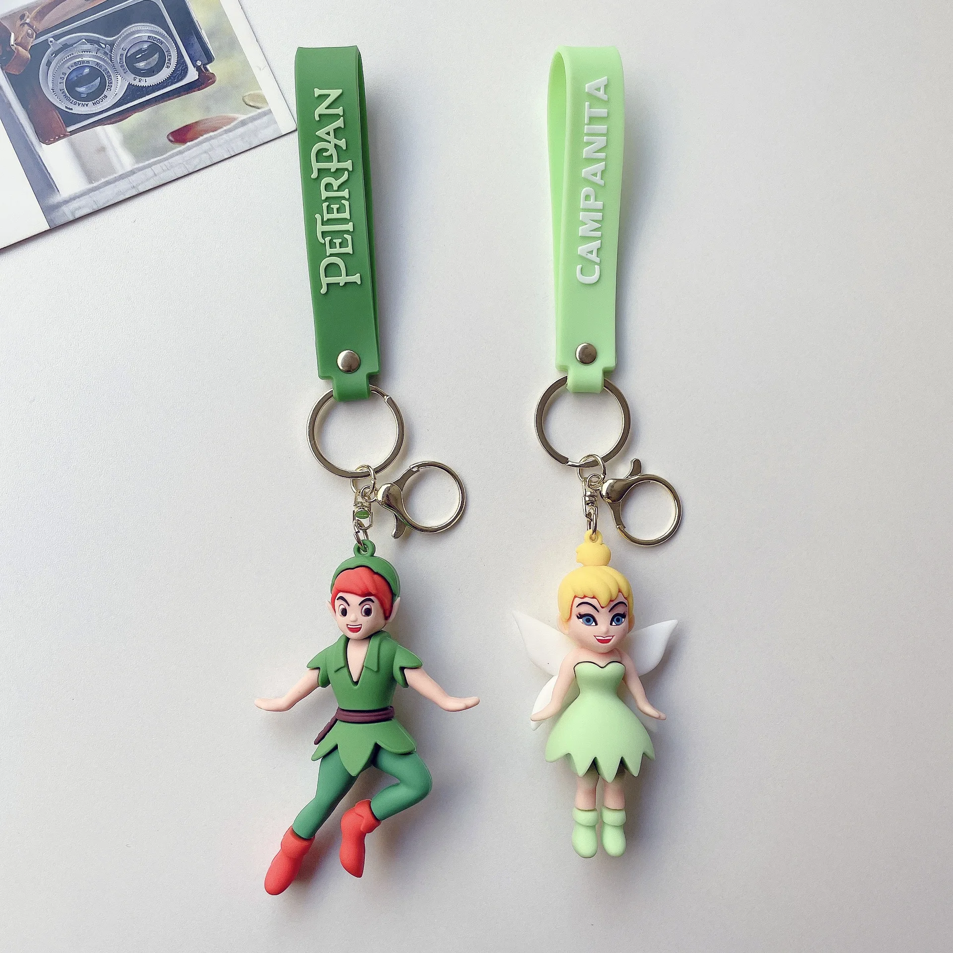 Peter Pan Keychains Tinker Bell Anime Movie Car Key Chain Key Ring