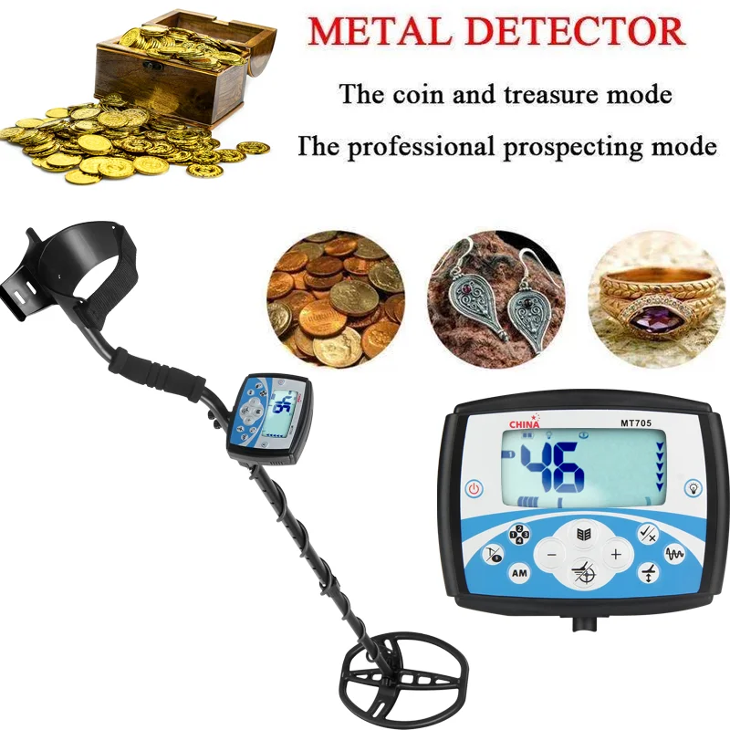 

MT705 Professional Underground Metal Detector Waterproof Search Coil High Sensitivity Metal Detecting Tool Treasure Pinpointer