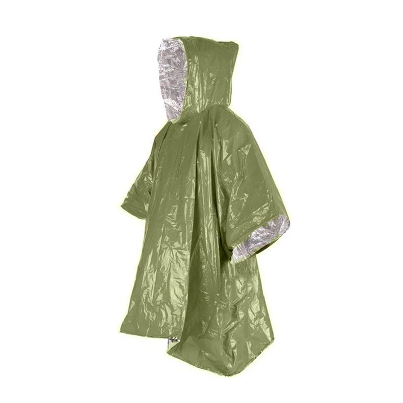 Emergency Water Proof Raincoat Aluminum Film Disposable Poncho Cold Insulation Rainwear Blankets Survival Tool Camping Equipment disposable poncho survival tool camping raincoat
