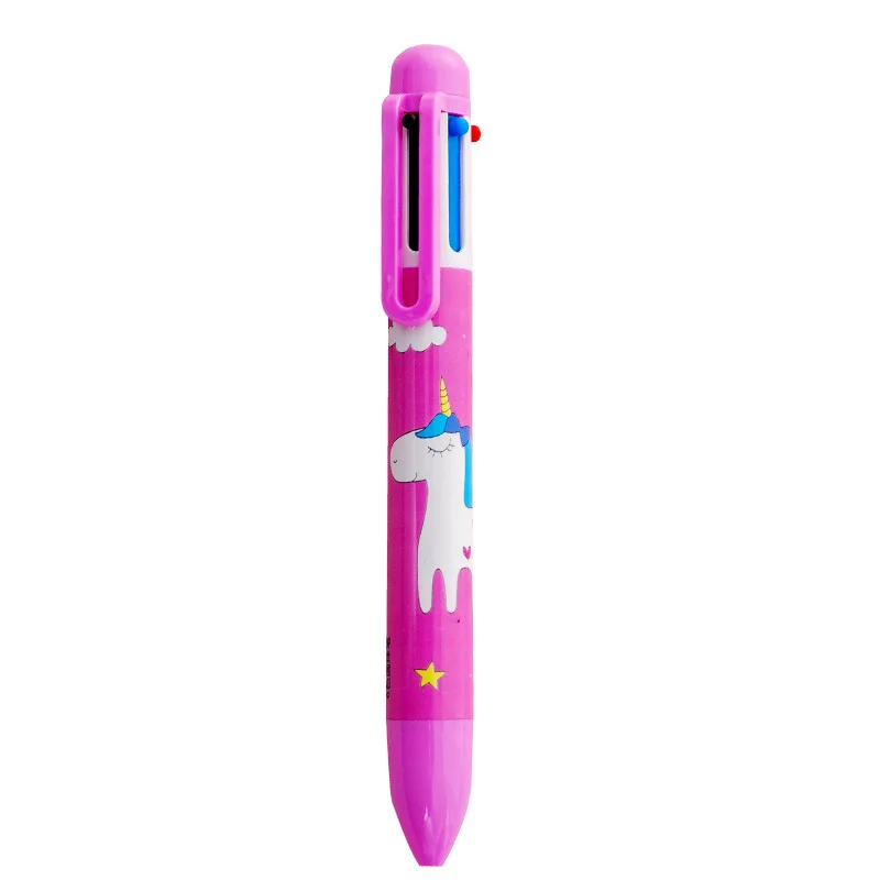 4 Piece Stationery 6 Color Unicorn Pens Multicolor Ballpoint Pen Multifunction Creative Kids Pen 6
