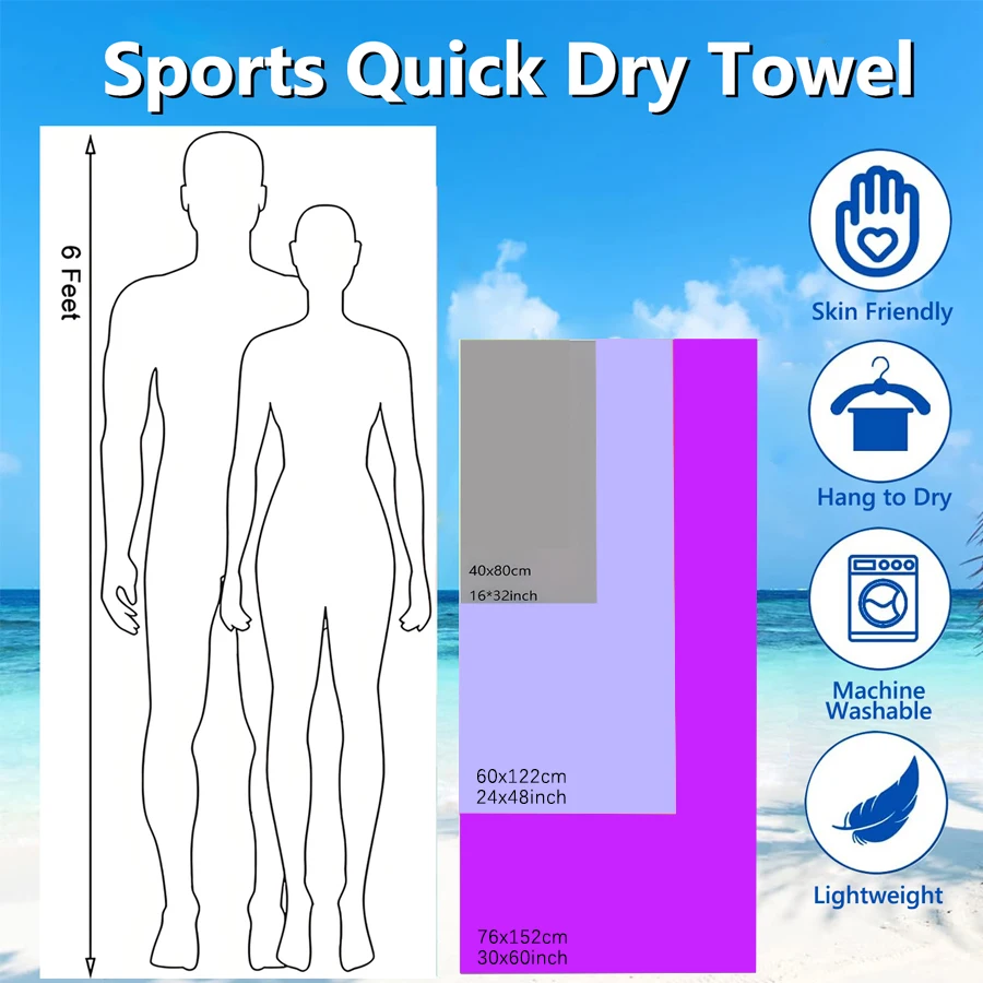 1-pcs  Quick drying microfibre towel Ultra compact soft travel towel for camping, gym, beach, swimming, yoga 2