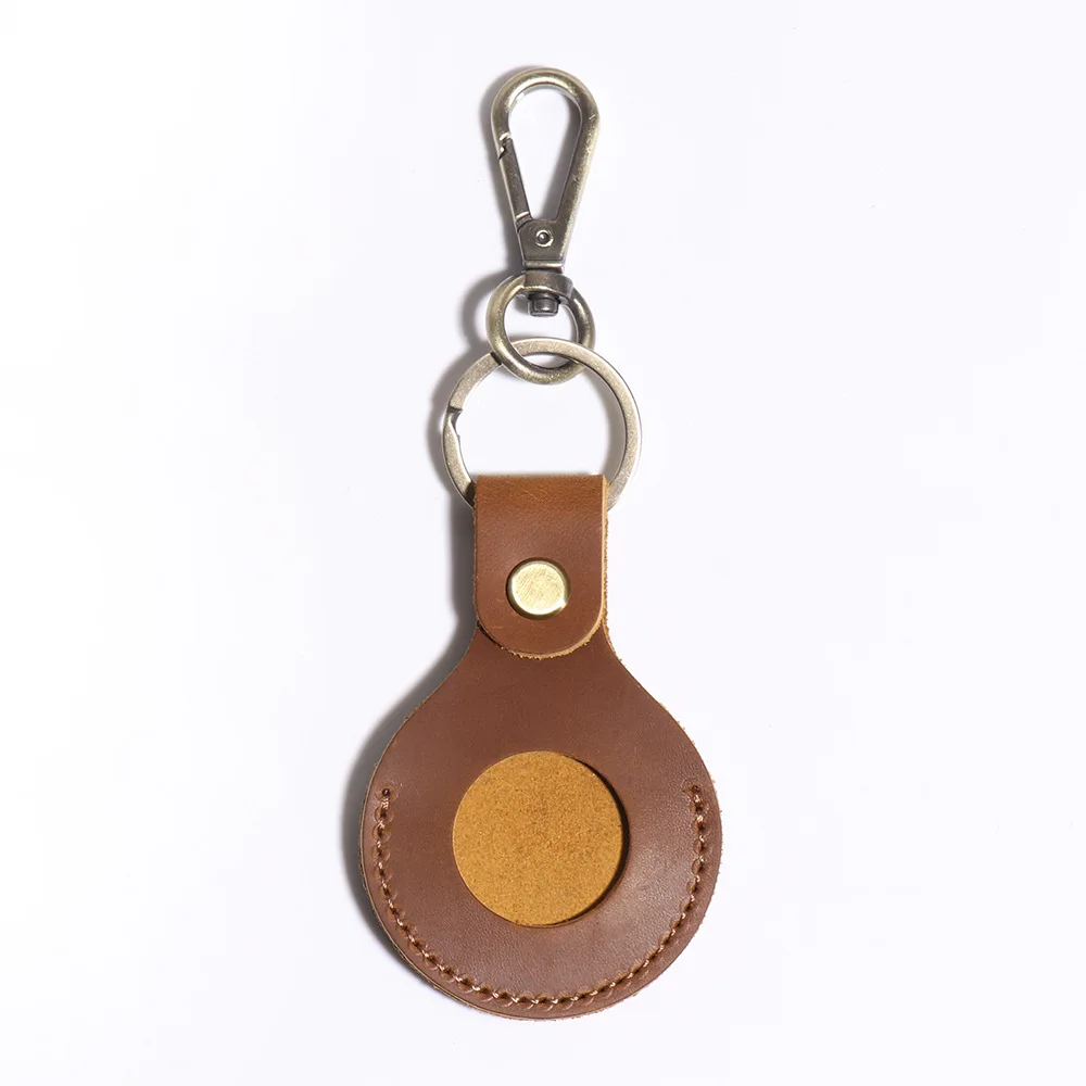 애플 에어태그용 에어태그 키체인, 빈티지 가죽 보호 케이스 트래커 커버, 새로운 에어태그와 호환되는 강아지 목걸이