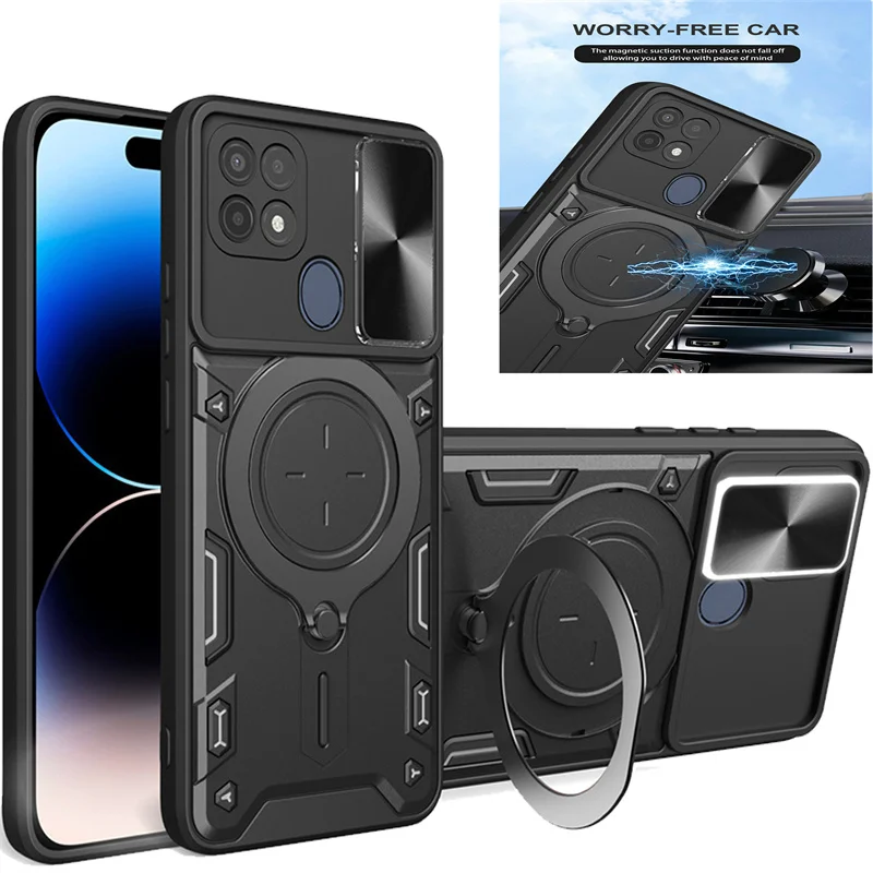 Luxury Magnetic Vehicle-Mounted 360 Rotat Ring Kicstand Funda Per Infinix Note 30 Pro Hot 30I Case Slide Window Protect Lens