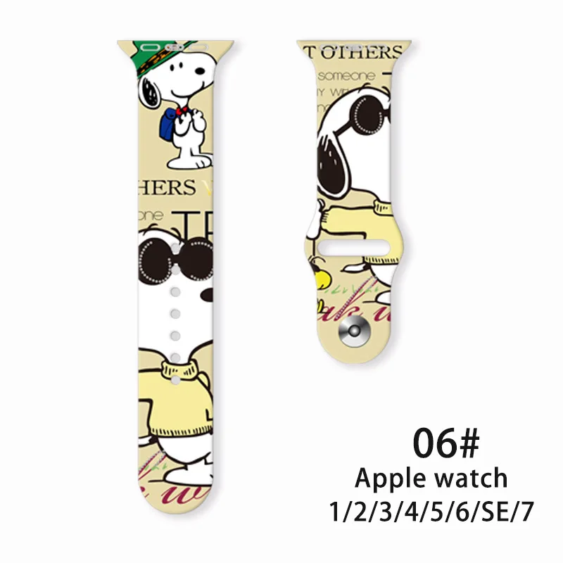 Fashion Snoopy Apple Watch Band for IWatch Strap 7 1 2 3 4 5 6 TPU 45 44 42  41 40 38mm Cute Cartoon Watch Band Shipping Free