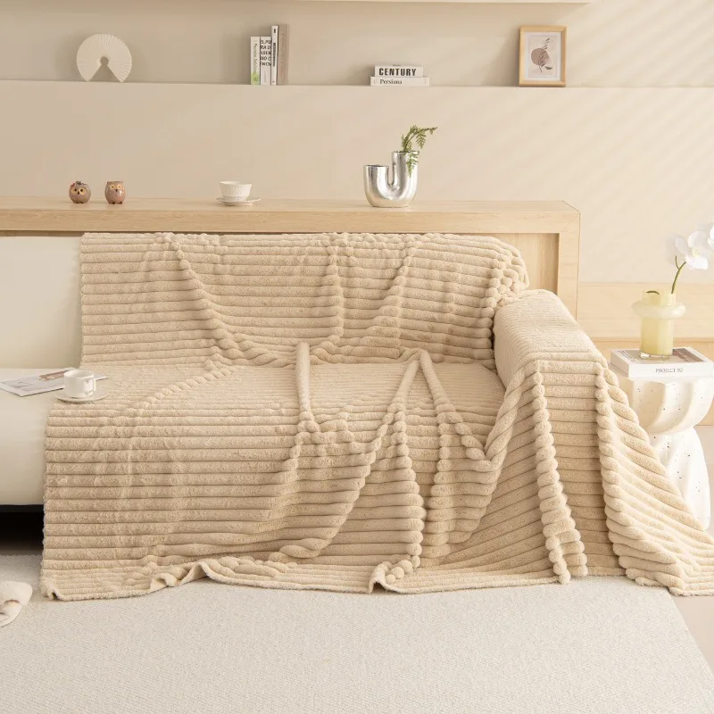 Luxury Winter Warm Rabbit Plush Sofa Towel Soft Short Plush Sofa Cover 3 Seater Couch Cover Furniture Protector