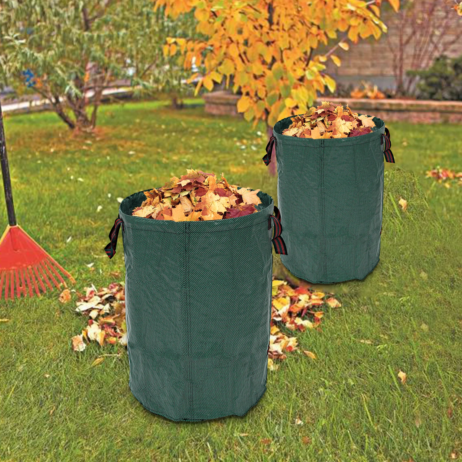 

2 Pcs 80 Gal Reusable Yard Waste Bags Trash Clippings Bag For Yard Garden Lawn to Loading Leaf Trash Container with 2 Handles