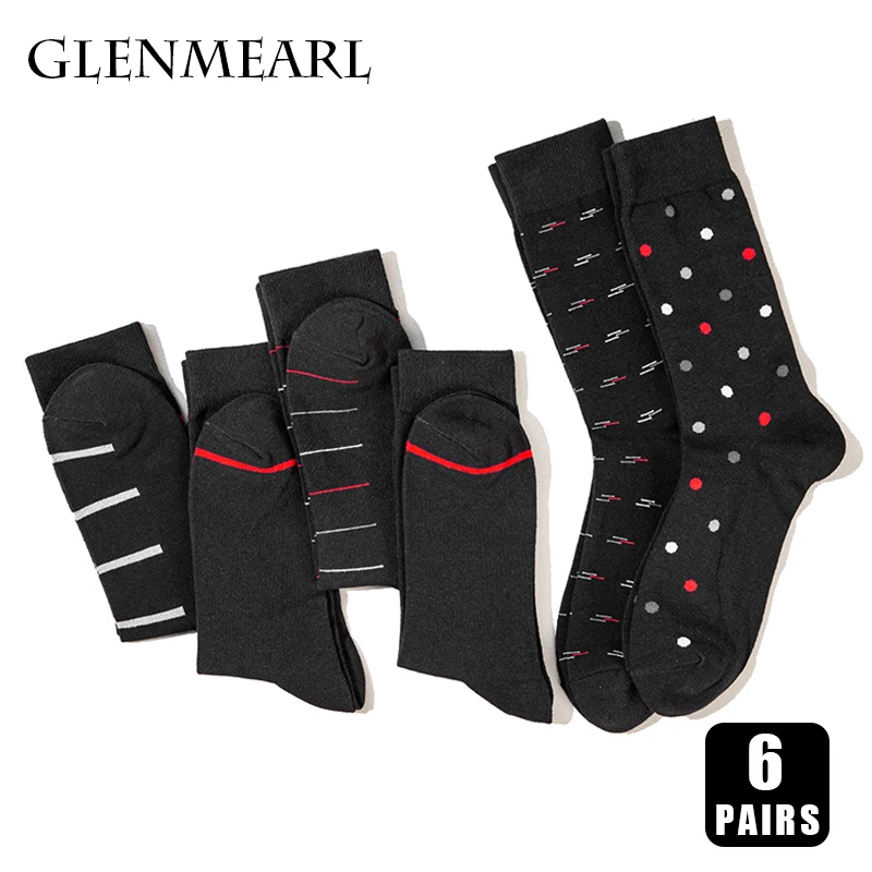 Business Socks Cotton Spandex High Quality Men Black Socks 6 Pairs