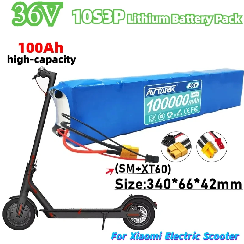 

Newly upgraded 36V electric scooter 100000mAh ultra long endurance 10s3p lithium battery pack with multiple plug combinations