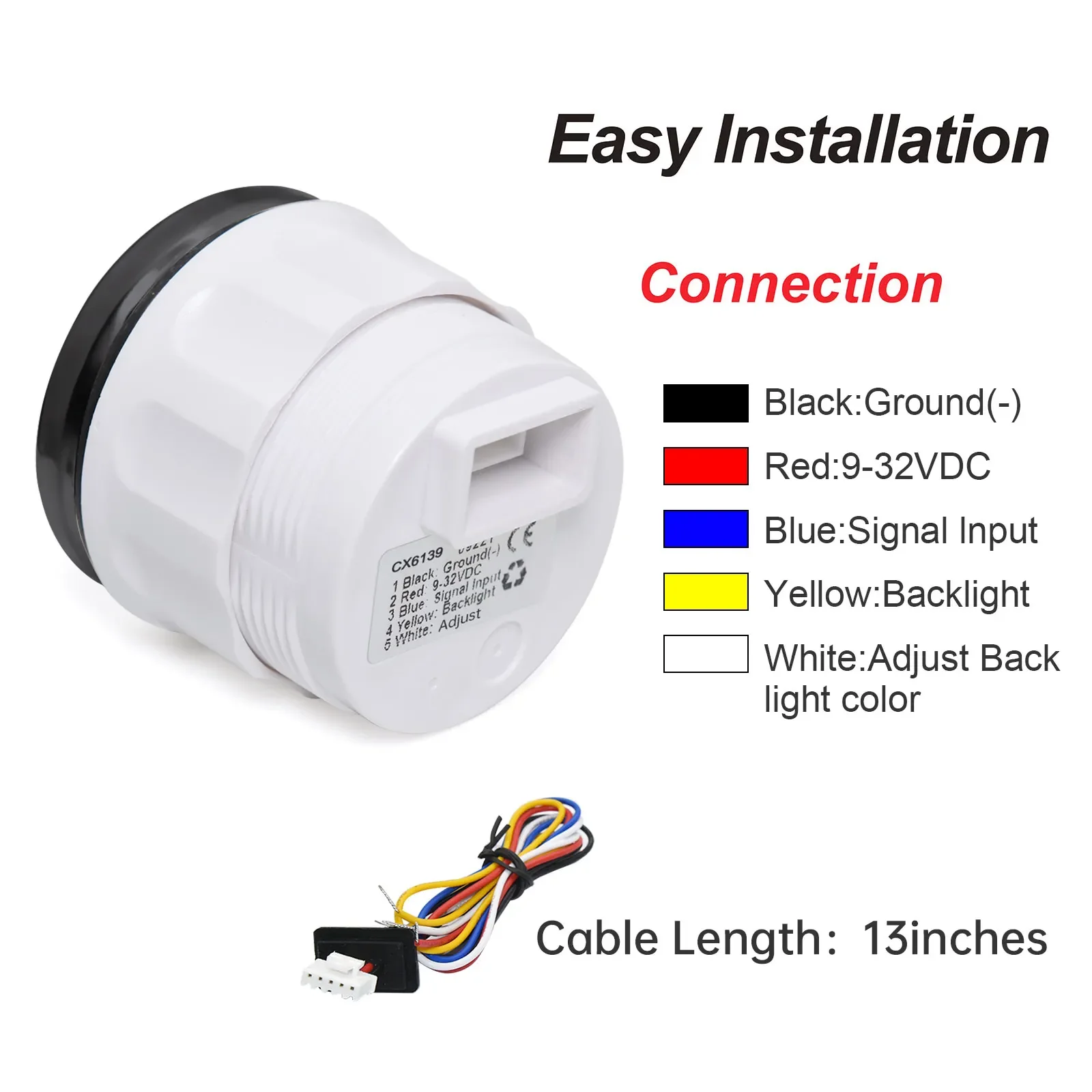 7 Color Light 52MM Pointer Oil Press Meter 0~10 Bar 0~150 PSI Oil Pressure Gauge
