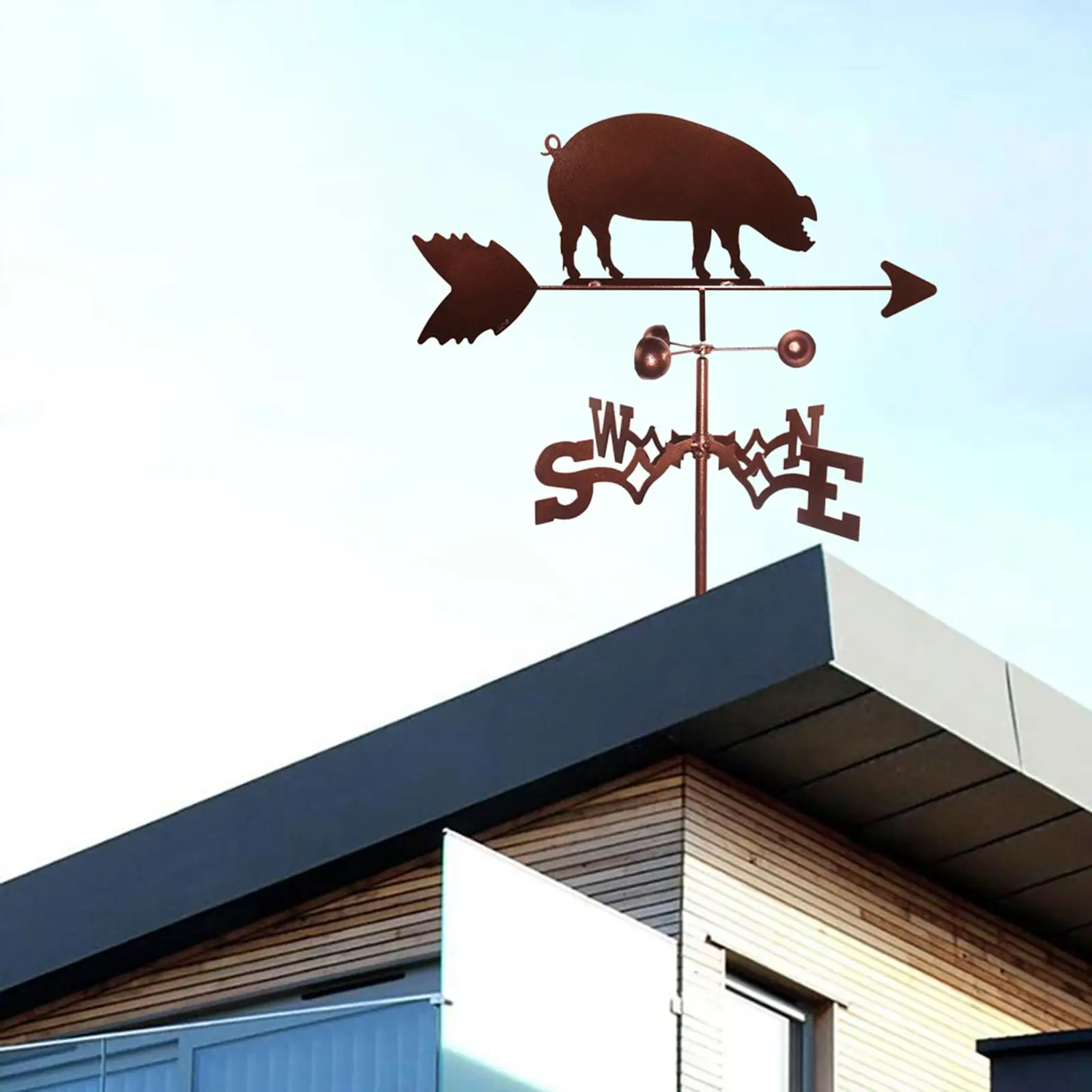 Weather Vane with Pig Figure Home Outdoor Measuring Tool Gifts for Garden