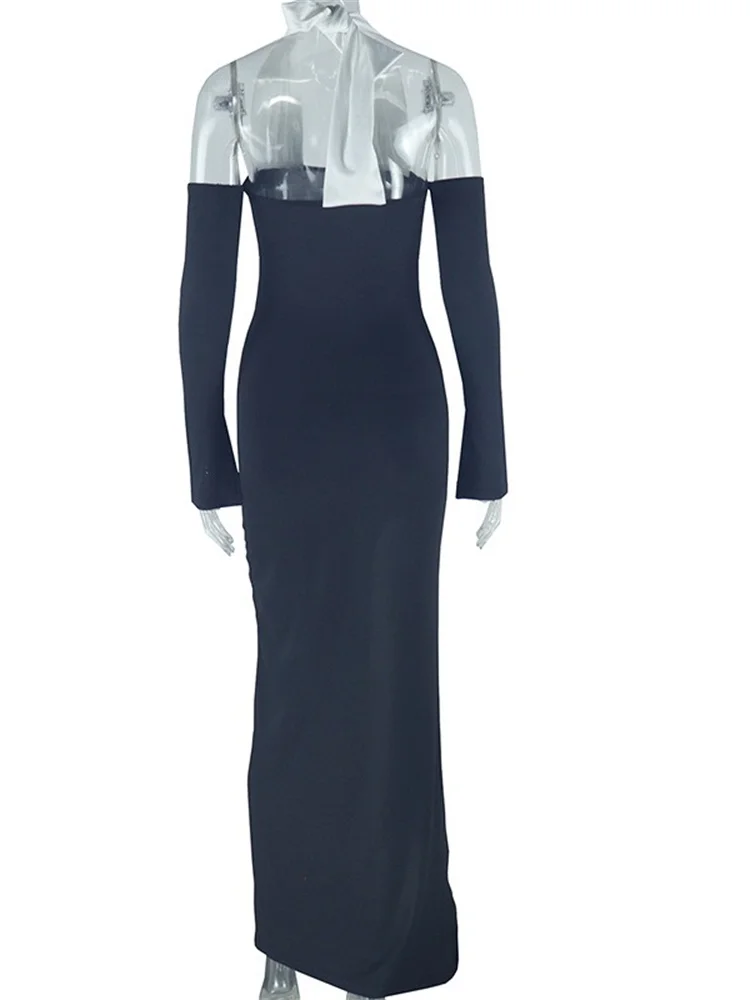 Wmstar Dresses for Women Patchwork Sleeveless Halter Slip Hem Maxi Dresses Elegant Summer Clothes Wholesale Dropshipping 2025