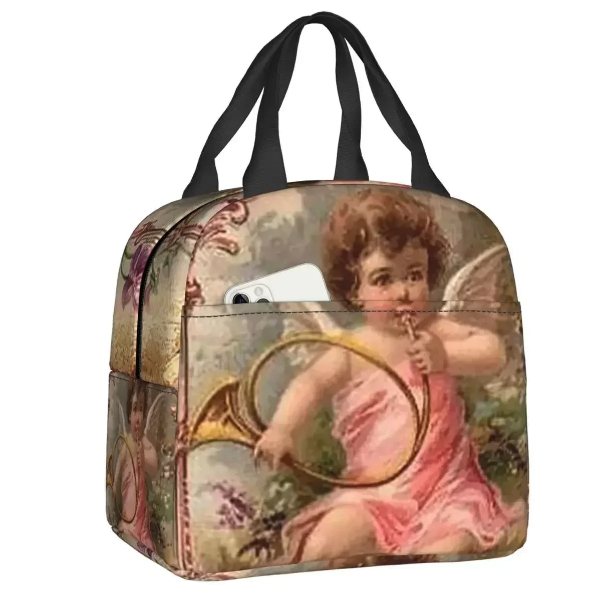

2024 New Victorian Angel Insulated Lunch Bag Waterproof Vintage Angel Cooler Thermal Bento Box Office Work School Lunchbag