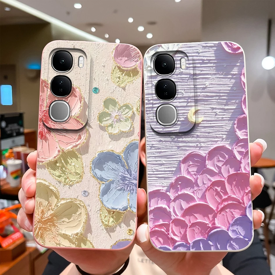 Colorful Floral Design Silicone Case with Lens Protection