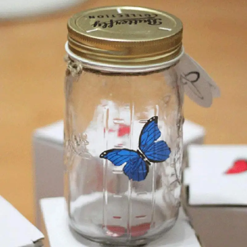 Magic Flying Butterfly Jar Lampada A Led Glass Mason Jar Simulazione Animated Butterfly Insect Collection Bottle Regalo Novità