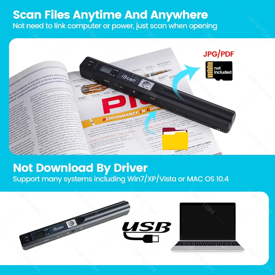 iScan01 Portable A4 Document Reader Scanner 900DPI For Contract Books Office Business Handheld Mobile Scanners JPG PDF Format - 5