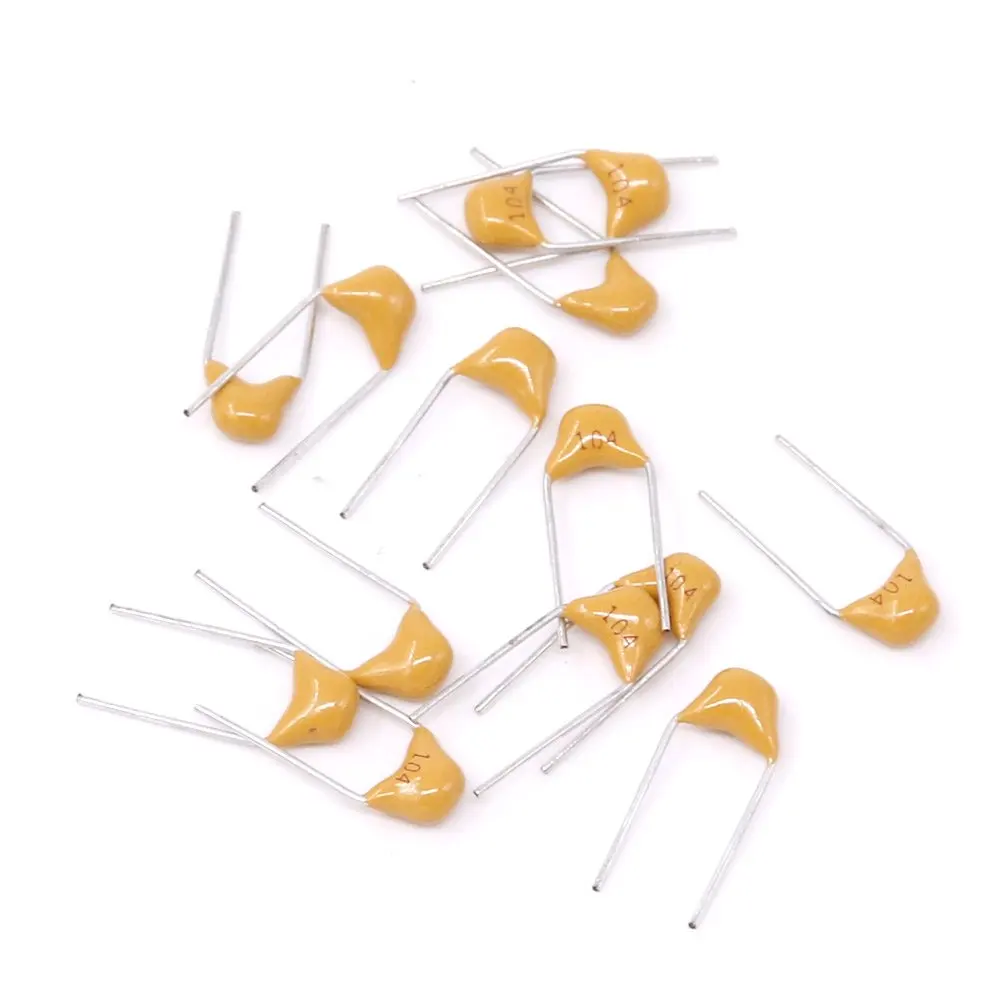 Multilayer ceramic capacitor 50V (100~106) 10pF~10uF 102 103 104 105 22pF 33pF 47pF 10nF 100nF 0.1uF 1uF Pin = 5.08mm 100pcs/set
