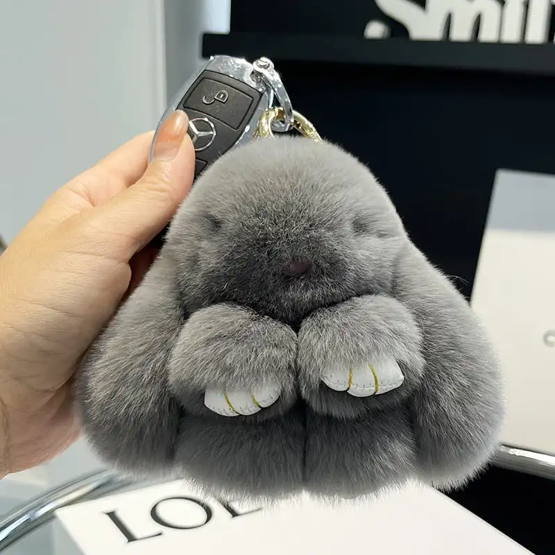 Handmade Soft Bunny PomPom Charms Plush Bunny Keychain Pendant Cute Otter Rabbit Plush Pendant Mini Bag Ornament Hanging Decor 5