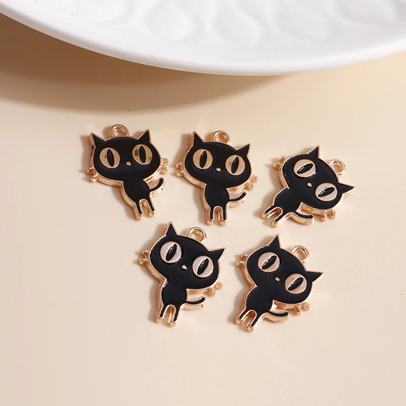 Enamel Charms 10pcs 13*17mm DIY Enamel Mini Cat Charms For Necklaces Pendants Earrings Cute Animal Charms Handmade Jewelry Making Accessories enamel charms,pet cat charm,animal charms,metal charm,alloy enamel charms,jewelry charms,resin charms,stainless steel charms,silver charm,silver charms,acrylic charms,crystal charms