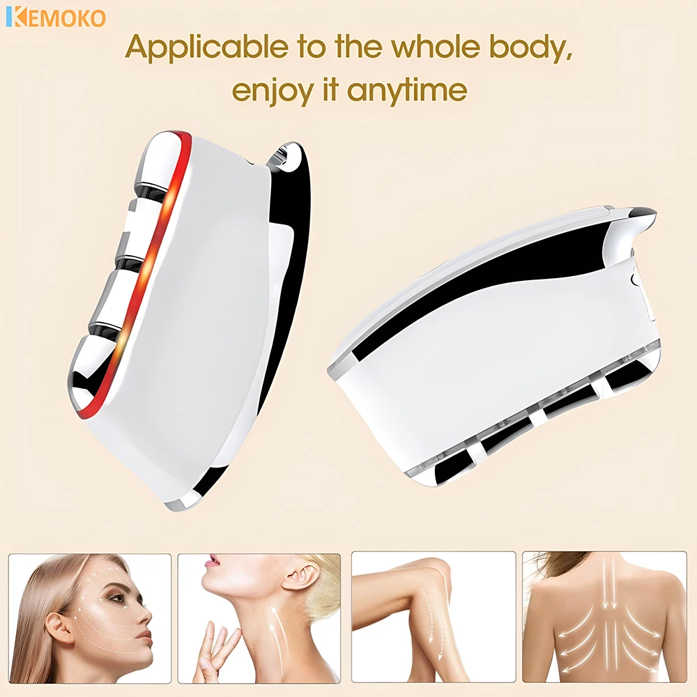 Ems Electric Micro Current Scraping Board Temperatura Costante V Face Lifting Dragaggio Meridian Massage Brush Beauty Device,
