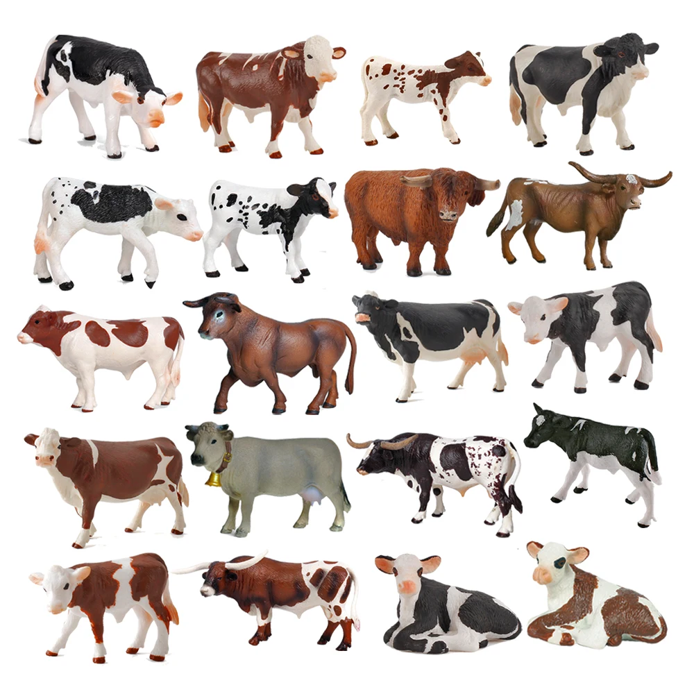 Toy Bulls Cow Calf Angus Cattle Buffalo Farm Animals Anime Figures Animal Figurines Action Figure Children Toys Games Kids Gifts