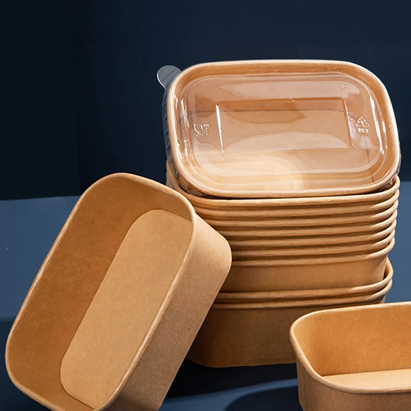 10Pcs Disposable Paper Lunch Boxes with Lids, Eco-Friendly Takeaway Containers, Kraft F... - SKU DPLB1541 - UGI Packaging