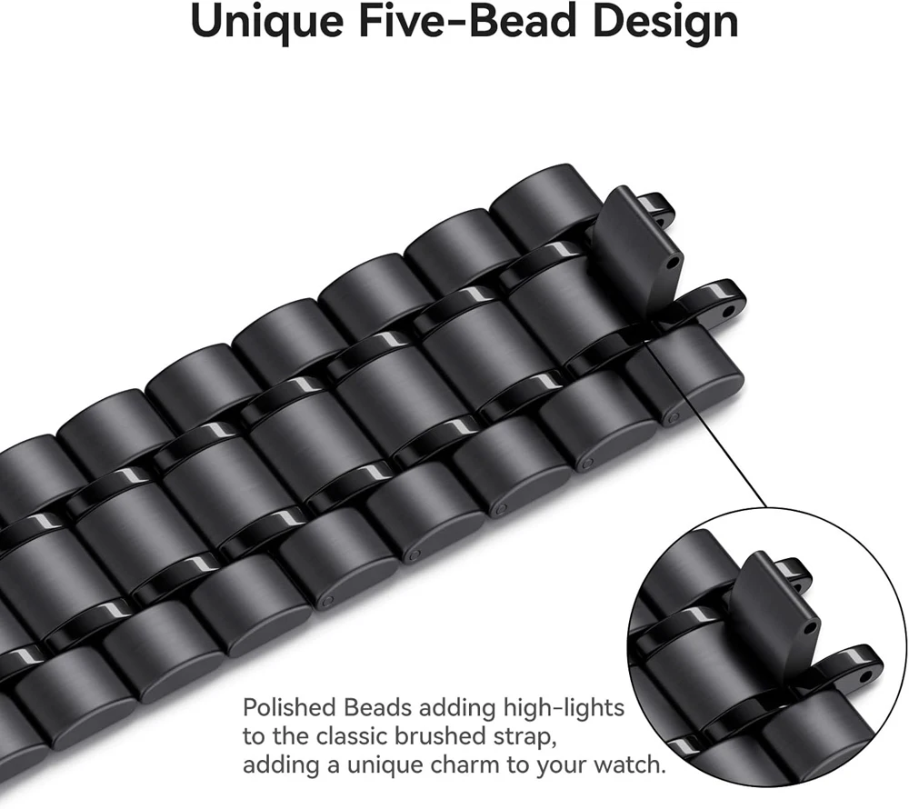 Premium Stainless Steel Smartwatch Band - Elegant Metal Bracelet Replacement Strap