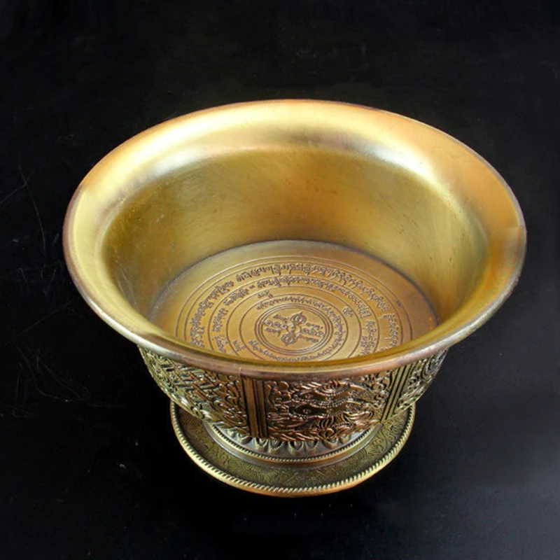 Multifunctional Sanskrit Buddhist Incense Fire Bowl Red Copper Tribute Engraving Fire Serving Tray Mandala Smoke Supply Furnace 2