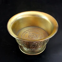 Multifunctional Sanskrit Buddhist Incense Fire Bowl Red Copper Tribute Engraving Fire Serving Tray Mandala Smoke Supply Furnace 2