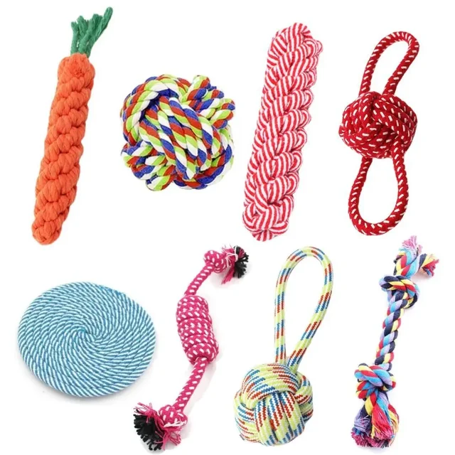 1PC Dog Toy Carrot Knot Rope Ball Cotton Rope Dumbbell Puppy Cleaning Teeth Chew Toy Durable Braided Bite Resistant Pet Supplies 6