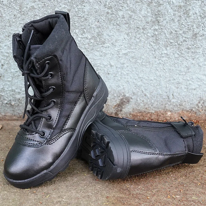 

2023 New Army Boots For Couples Black Zipper Boots Mens Anti Slip Military Tactical Training Men Women Fashion Combat Boots