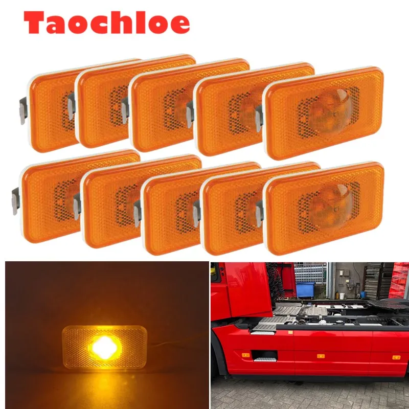 10x 24v Yellow Led Side Marker Lamp Truck Fm Fh Light Trailer Light
