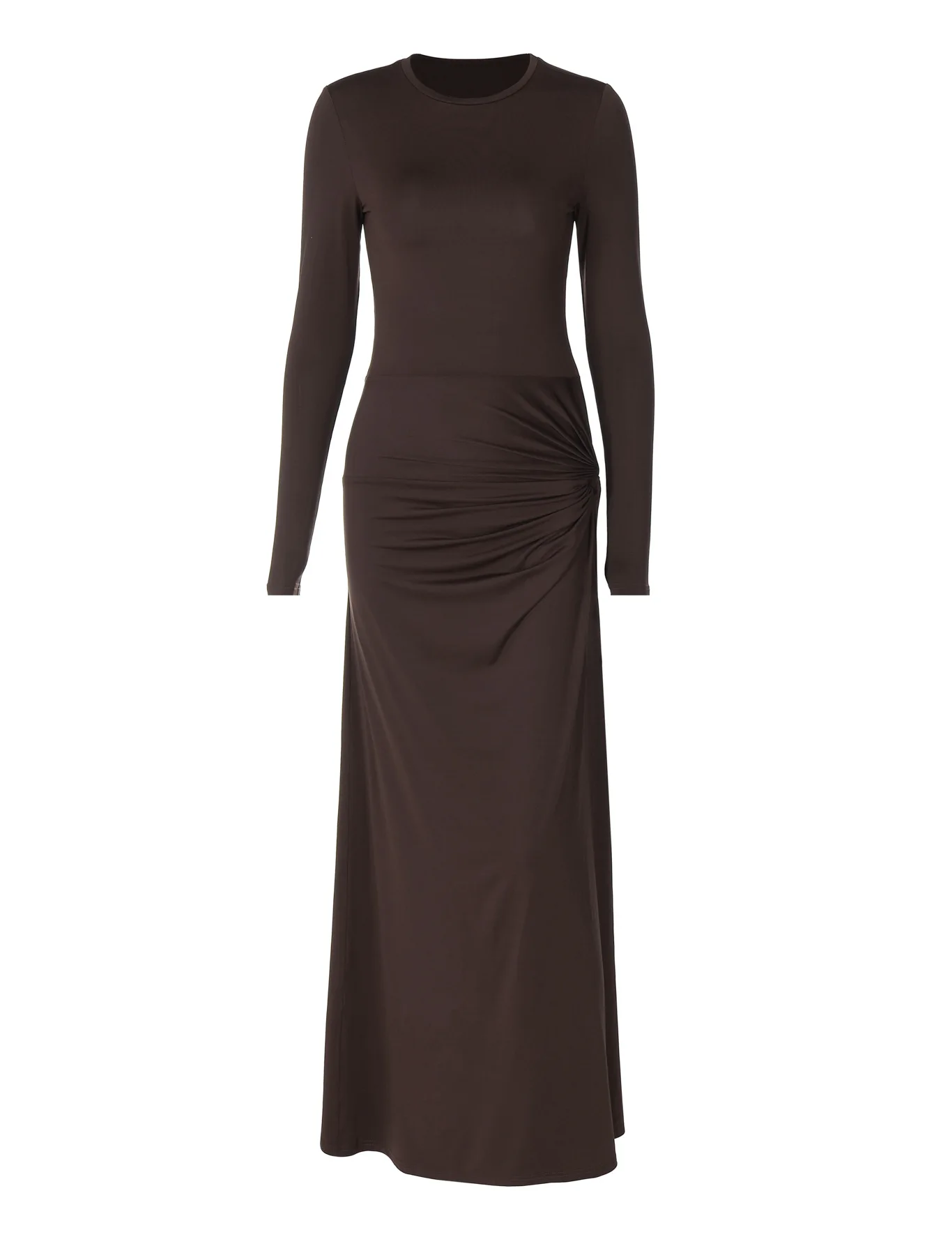 Pleated Skinny Sexy Maxi Dress Women's High Split Fashion Long Sleeve Patchwork Hollow Out Dress Female Solid Long Dress