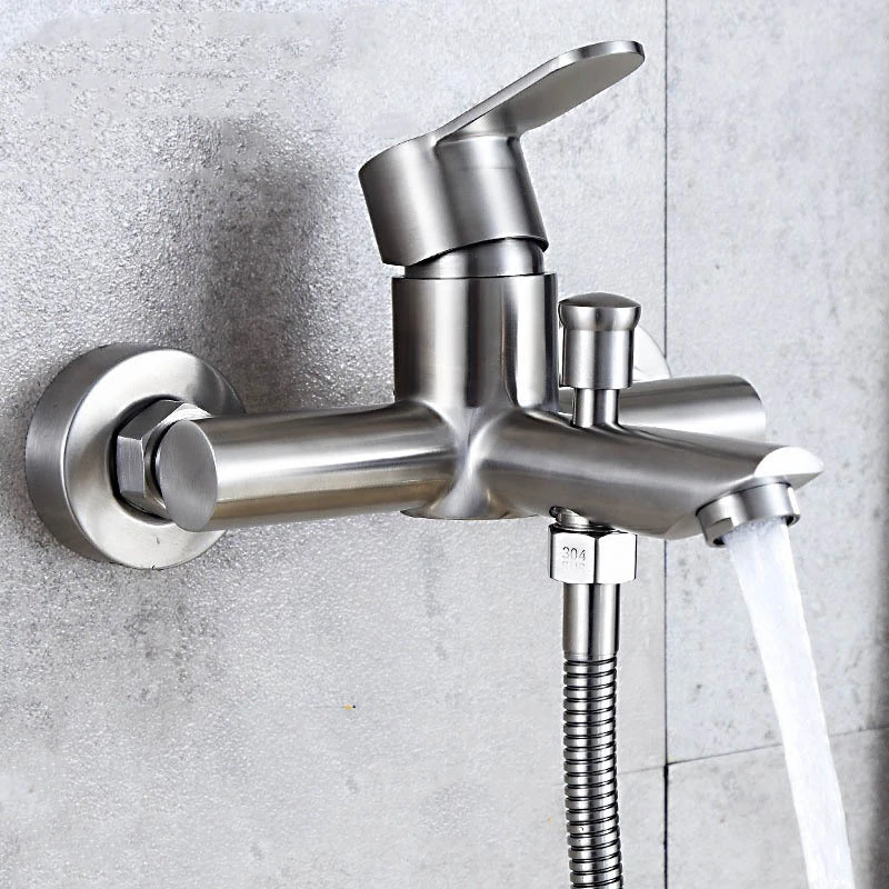 1PC Bathtub Faucet SUS 304 Stainless Steel Hot and Cold Water Mixer Two Holes Triple Sink Bathroom Tap Wall Mounted 4