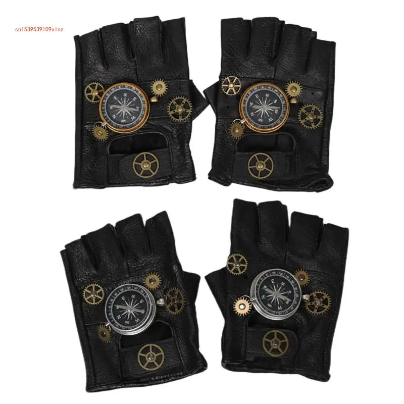 

Vintage Gothic Gloves Cosplay Industrial Age Half Finger Gloves Stage Shows