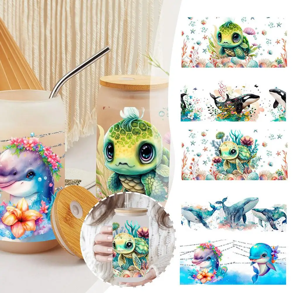 

Ocean Cartoon Sticker Diy Waterproof For Wraps Glass Cups Save Ocean Adhesive Clear Jar Bottle Stationery U2E2