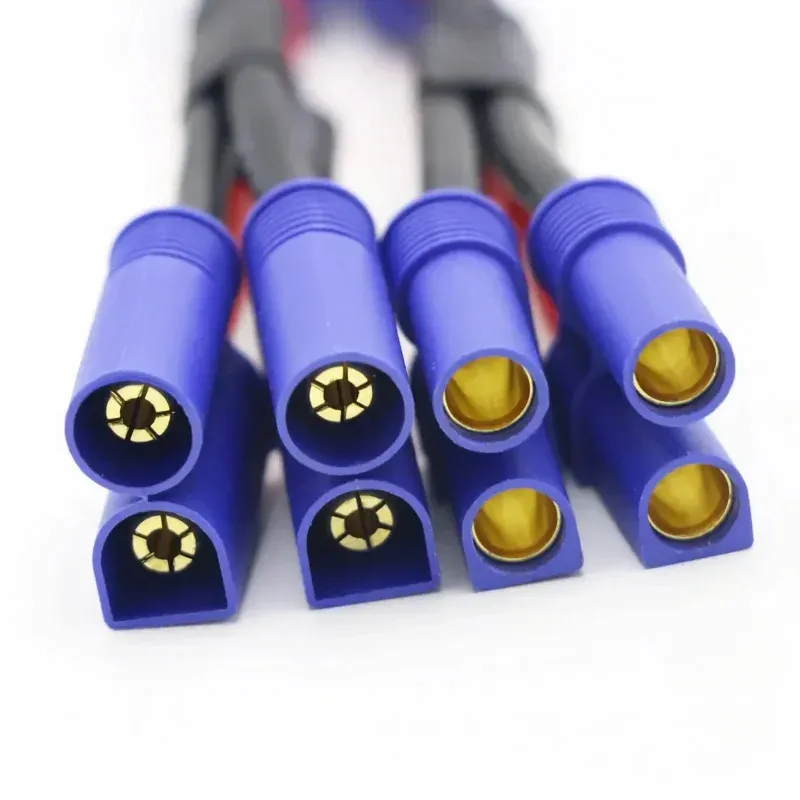 Lot de deux câbles parallèles EC5 12AWG 10cm pour batterie drone RC, présentés côte à côte.