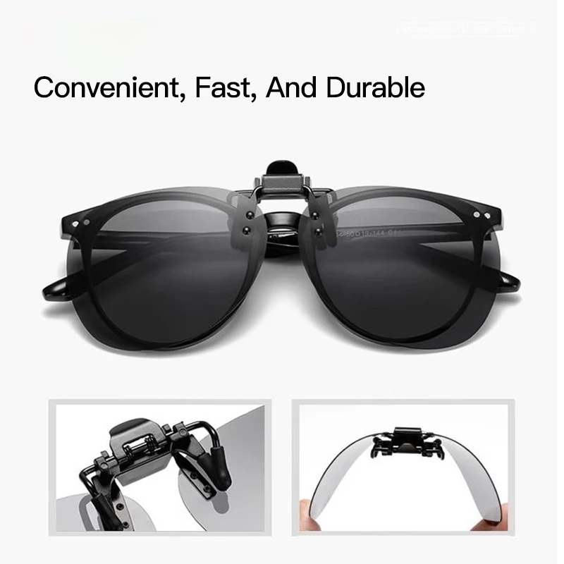 Polarized Fishing Vintage Sunglasses Clip-on Myopia Glasses For Driving Cycling Men's Rimless