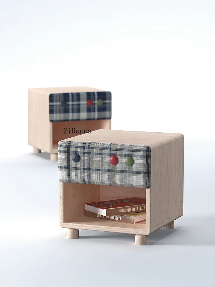 1Children's room solid wood bedside table Bedroom bedside table Drawer cabinet
