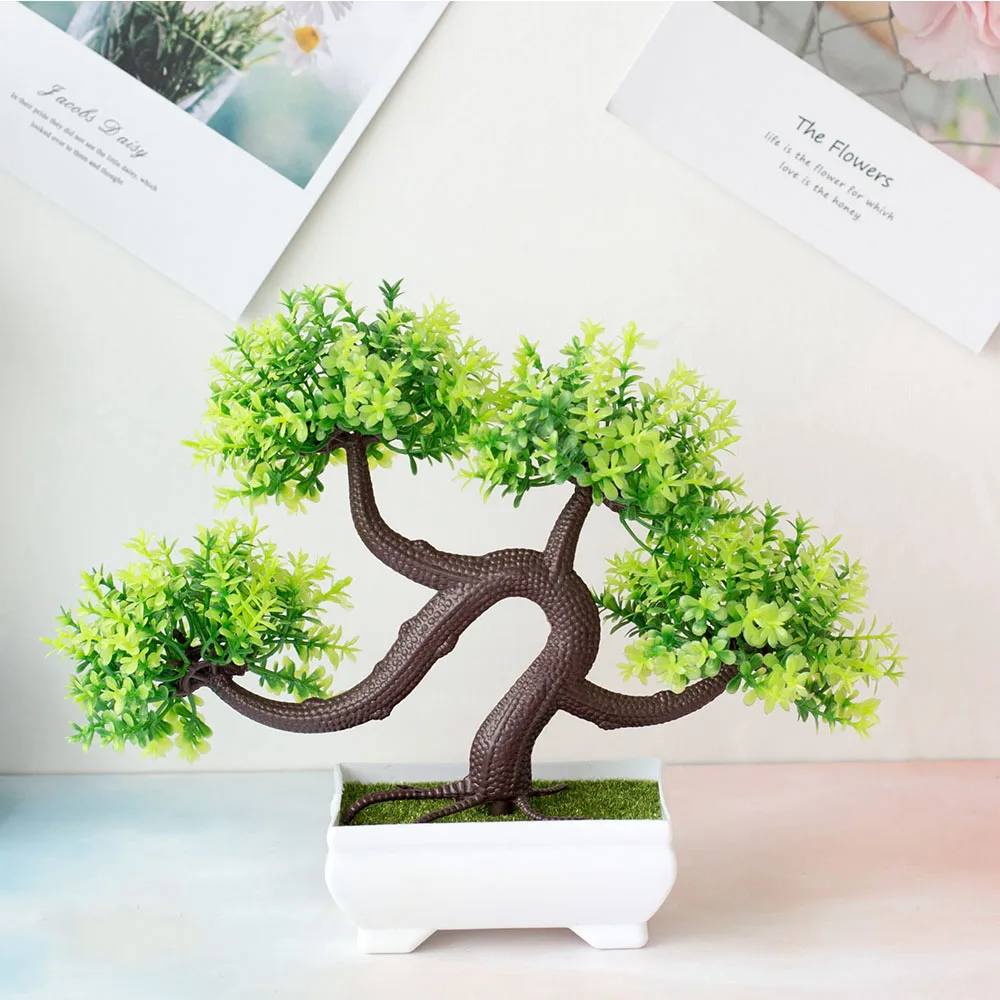 Artificial Bonsai Tree with Potted Flowers - Decorative Arrangement
