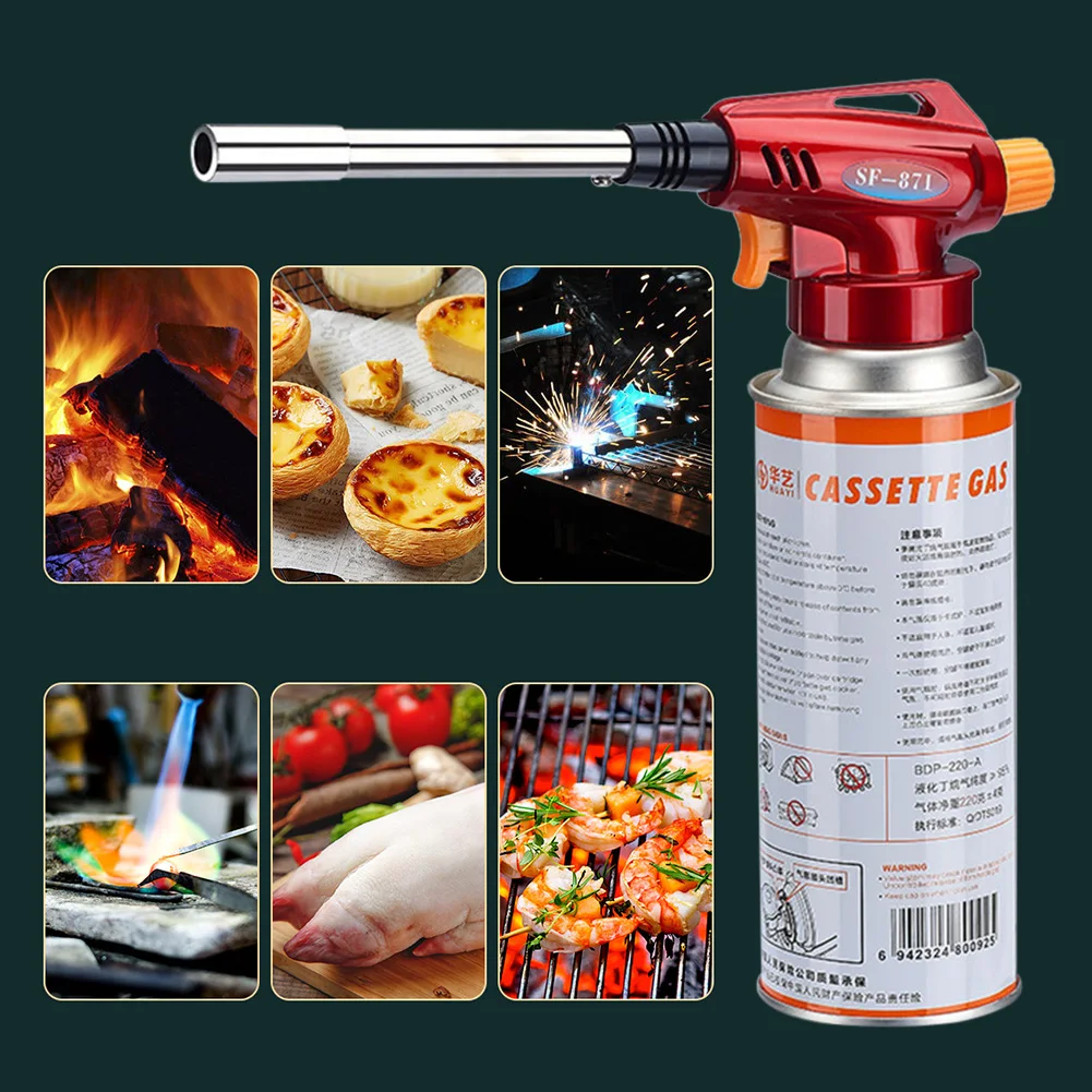 Gas Torch Welding Torch Gas Burner Butane Torch 1300 Degree Metal Flame Gun Butane Burner BBQ Kitchen Cooking Torch Flamethrower High Temperature Welding Gas Torch Lighter