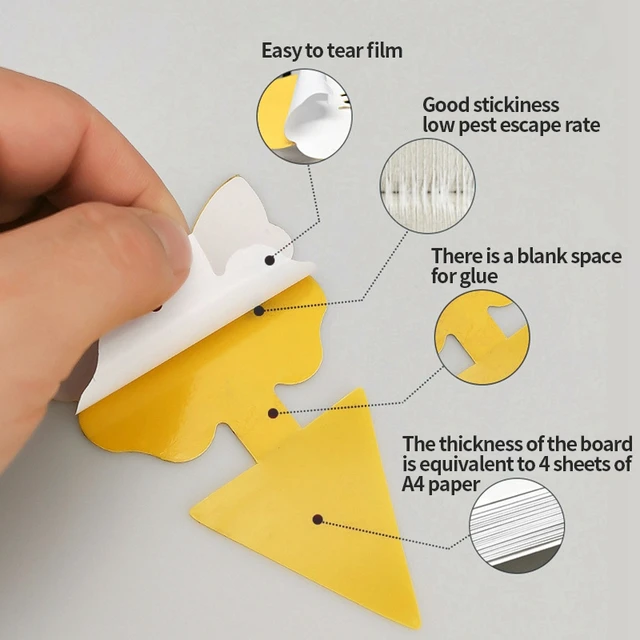 10 Darabos Ragadós Rovarlemez Gyümölcslégy Szúnyog Csapdák Erős Kétoldalas Sárga Ragacsos Növényi Virágok Cserepes Matrica Címkék - Image 4