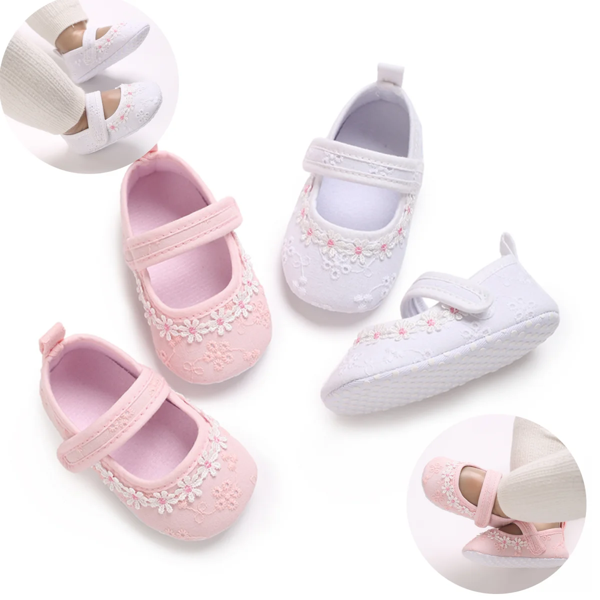 

Baby Girls Shoes Retro Spring Autumn Toddlers Prewalkers Cotton Cute flower embroidery Shoes Infant Soft Bottom First Walkers